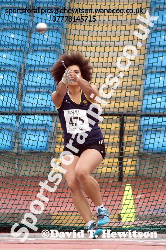 Womens under-20s hammer, Northern Championships, Sport City, Manchester. Photo: David T. Hewitson/Sports for All Pics